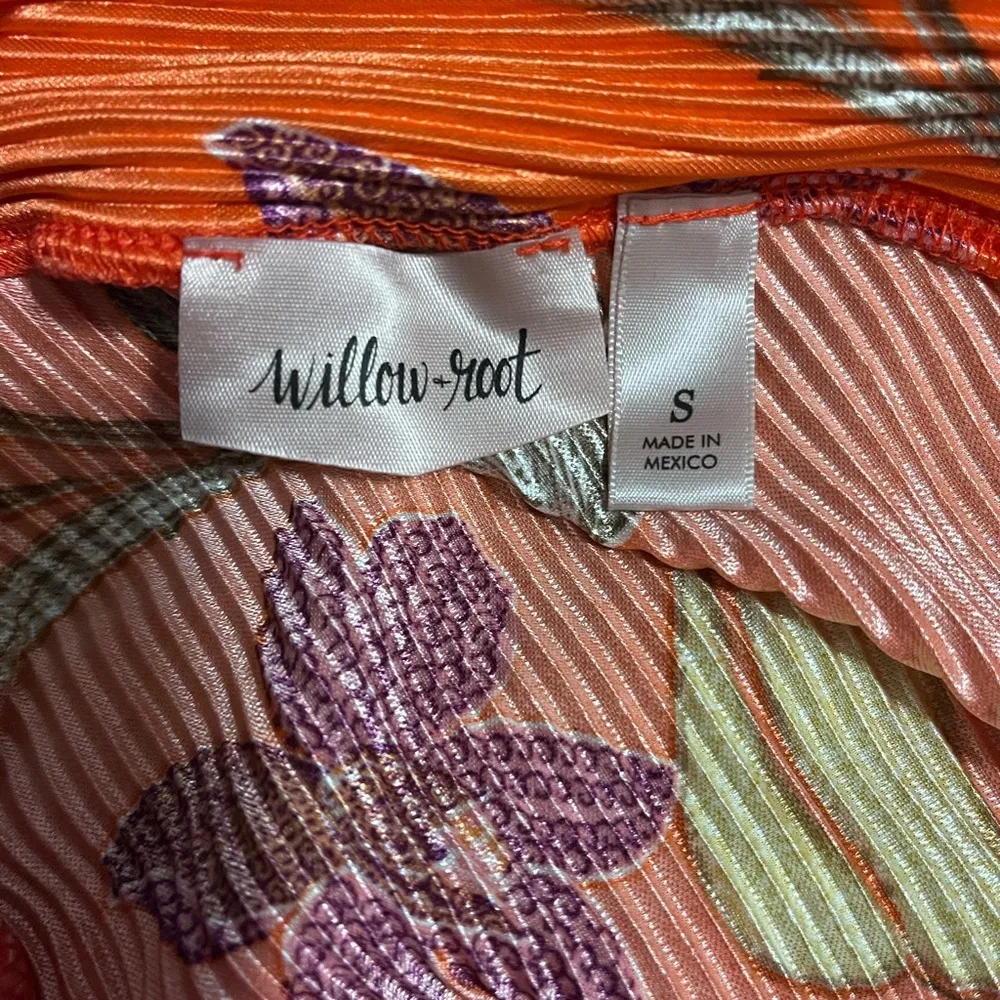 WILLOW ROOT BOHO Chic Tropical Long Bell Sleeve Button Down Top Women S Like New - Image 5