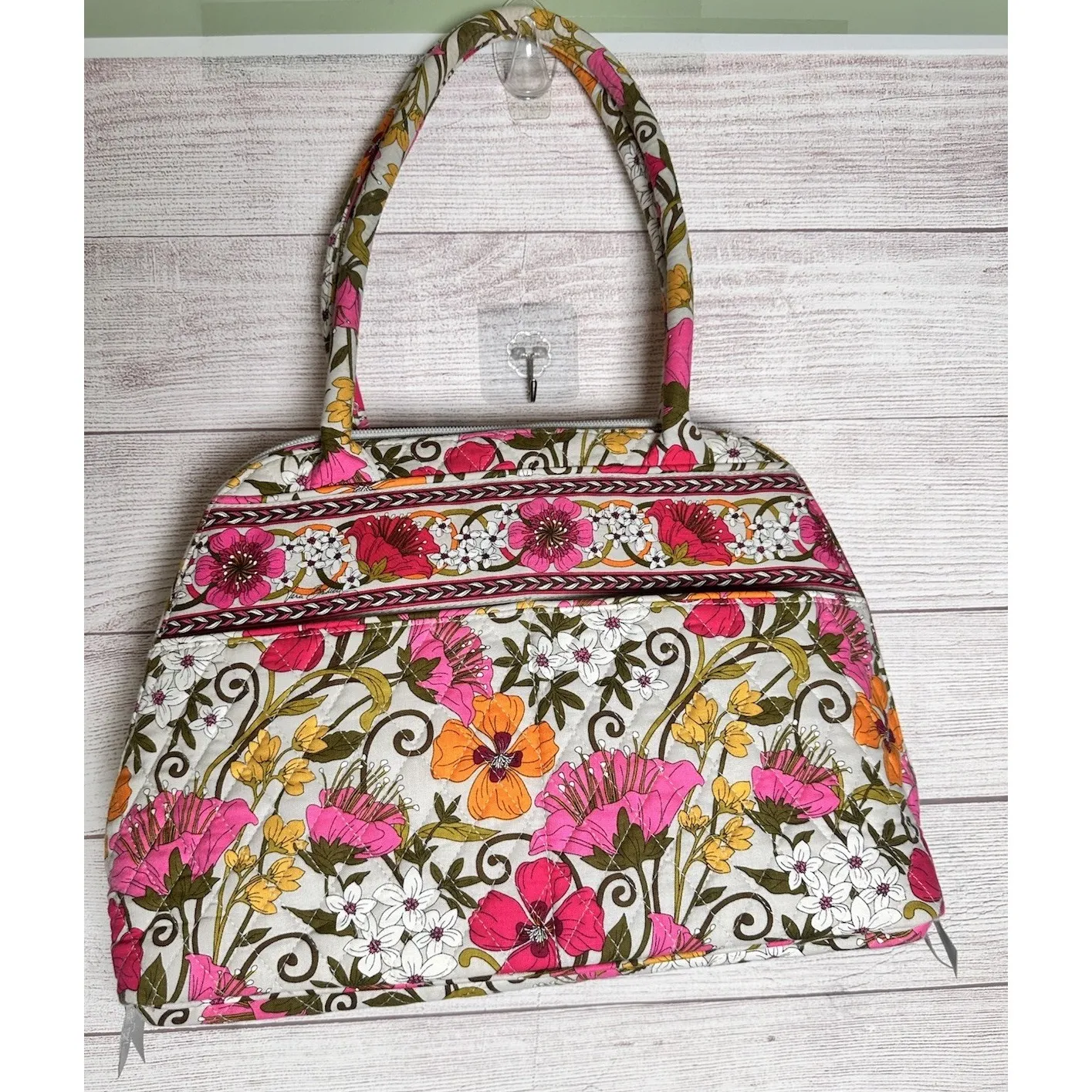 Vera Bradley Bag Tea Garden‎ Purse Handbag Shoulder Bag Zipper Floral Pink - Image 2