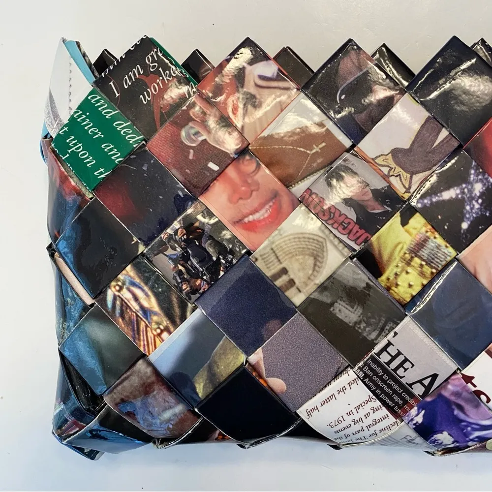 Handcrafted Handmade Magazine Michael Jackson Water Resistant Clutch Bag Pouch Black - Image 2