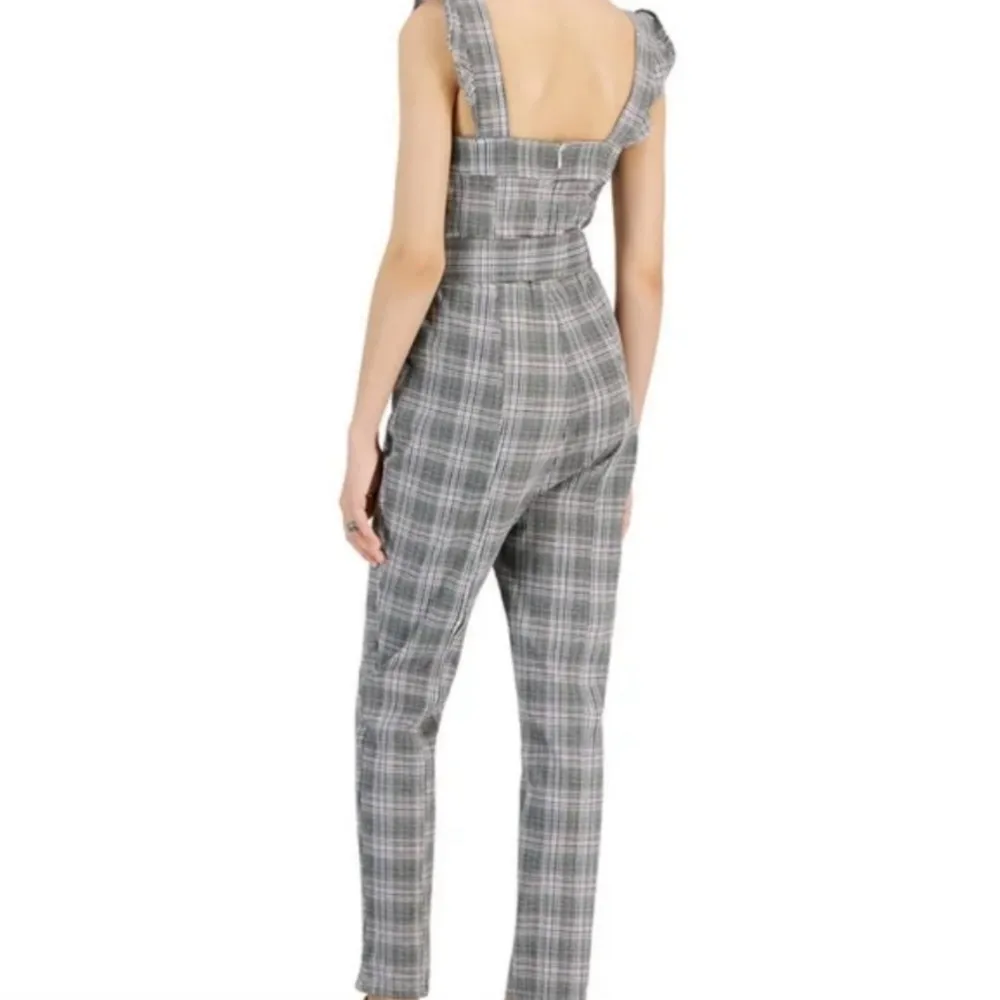 Tinseltown Black Burgundy Plaid Jumpsuit Size Small NWT - Image 2
