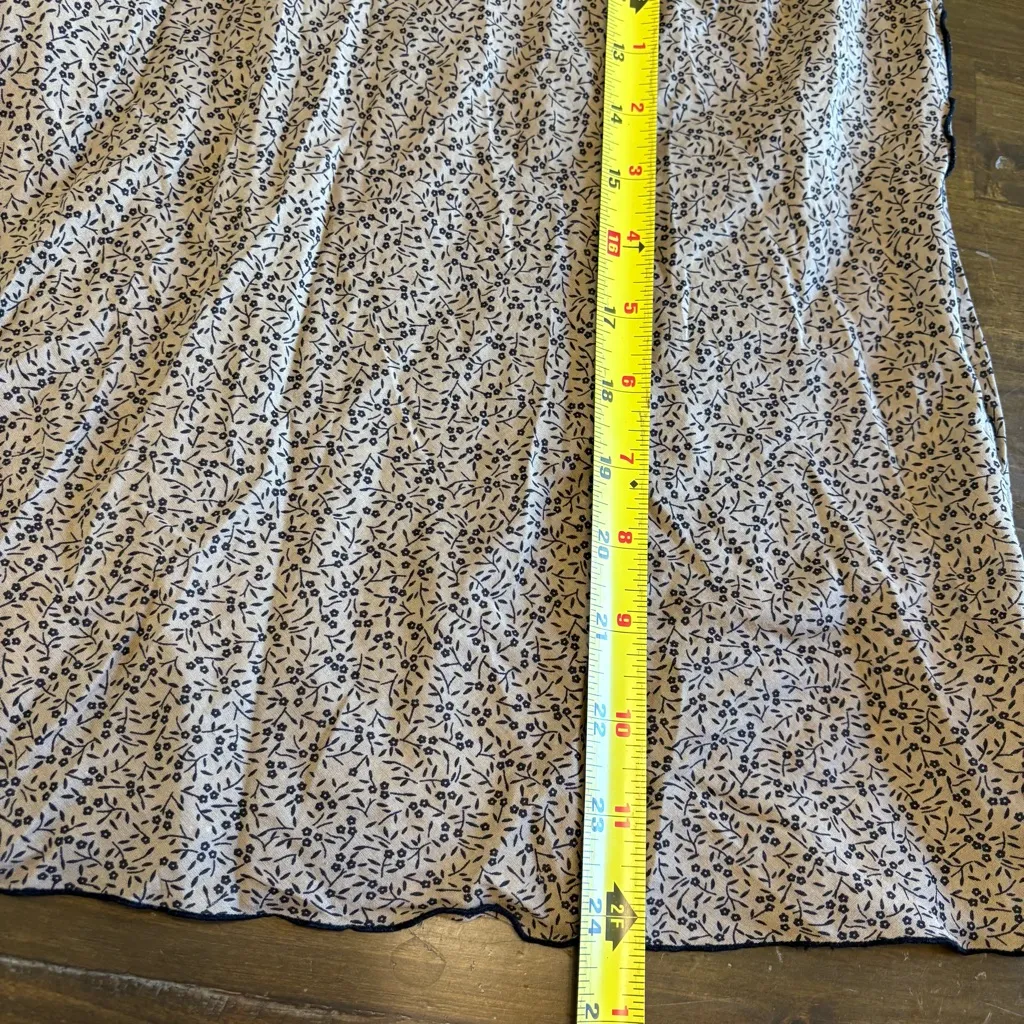 Vintage Dainty Floral Print Cotton Prairie Grandmacore Granny Y2K Black Tan 12 L - Image 5