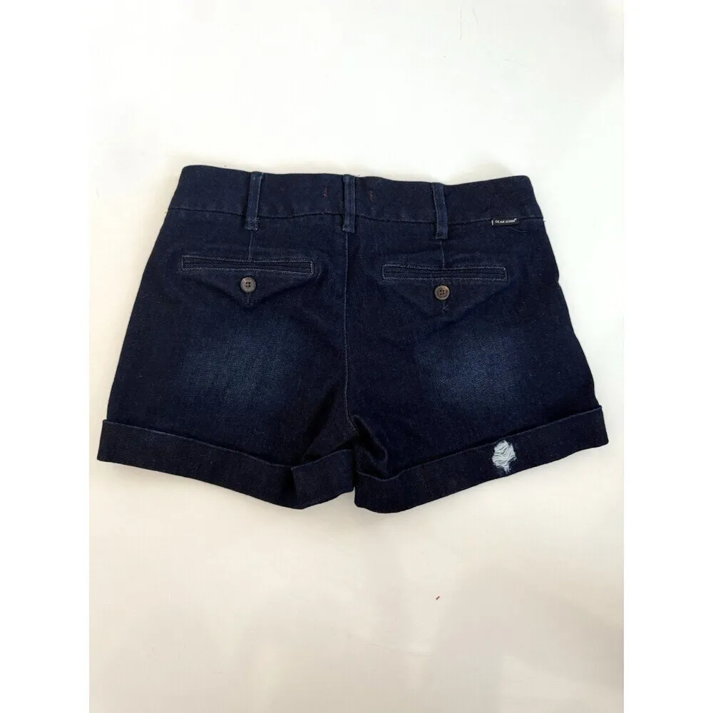 DEAR JOHN Womens 26 Denim Shorts Dark Blue Cuffed Stretch Classic Casual - Image 6