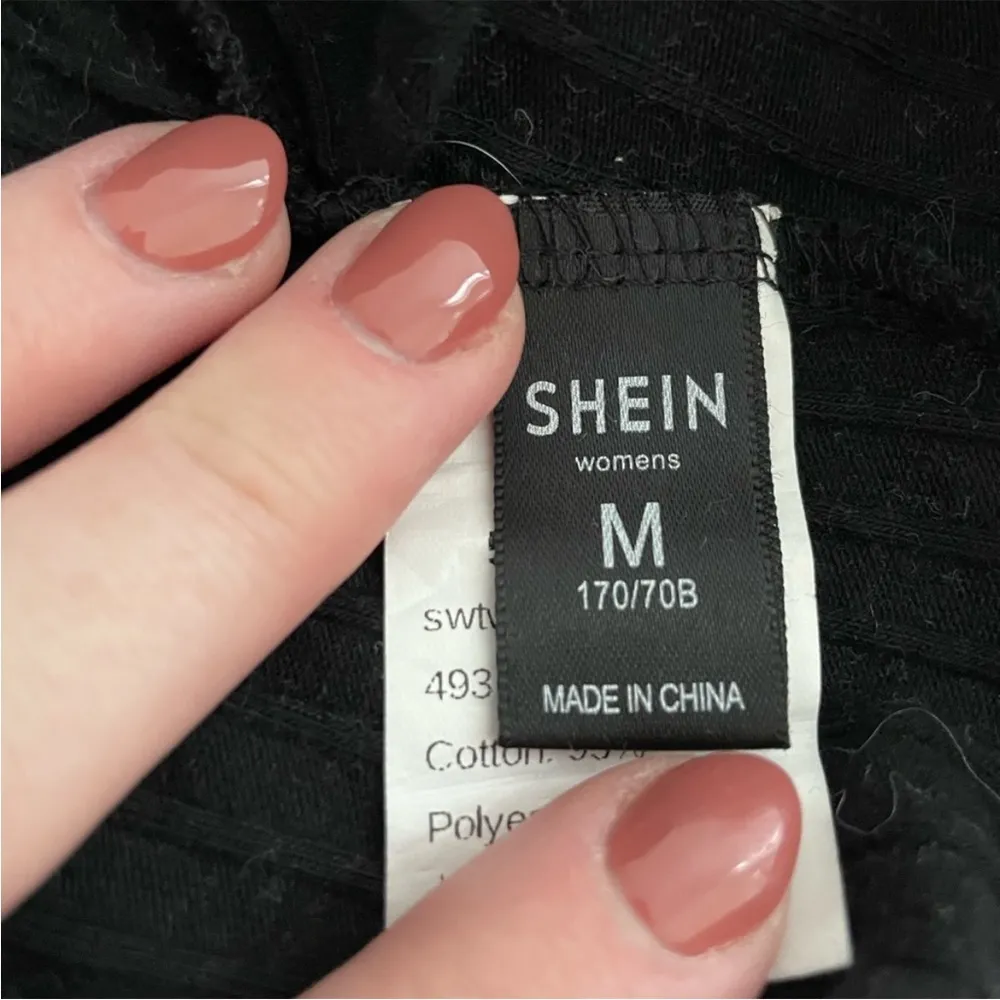 SheIn Black Top and Striped Shorts Set - Image 3