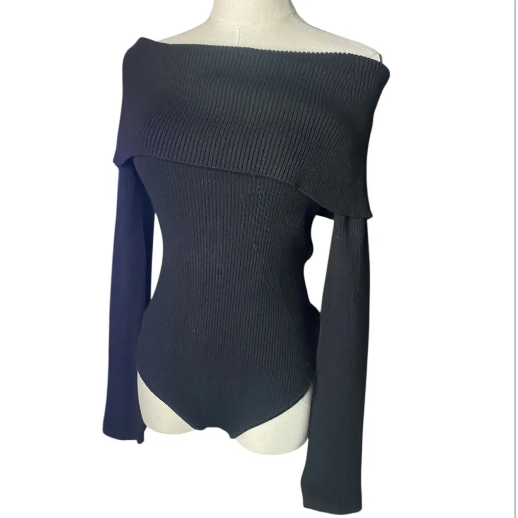 Avec Les Filles Ribbed Off Shoulder
Black Bodysuit L - Image 5