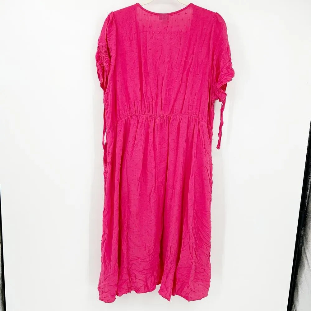 Torrid Womens Barbiecore Faux Wrap Swiss Dot Midi Dress Size 2X Honeysuckle Pink - Image 13