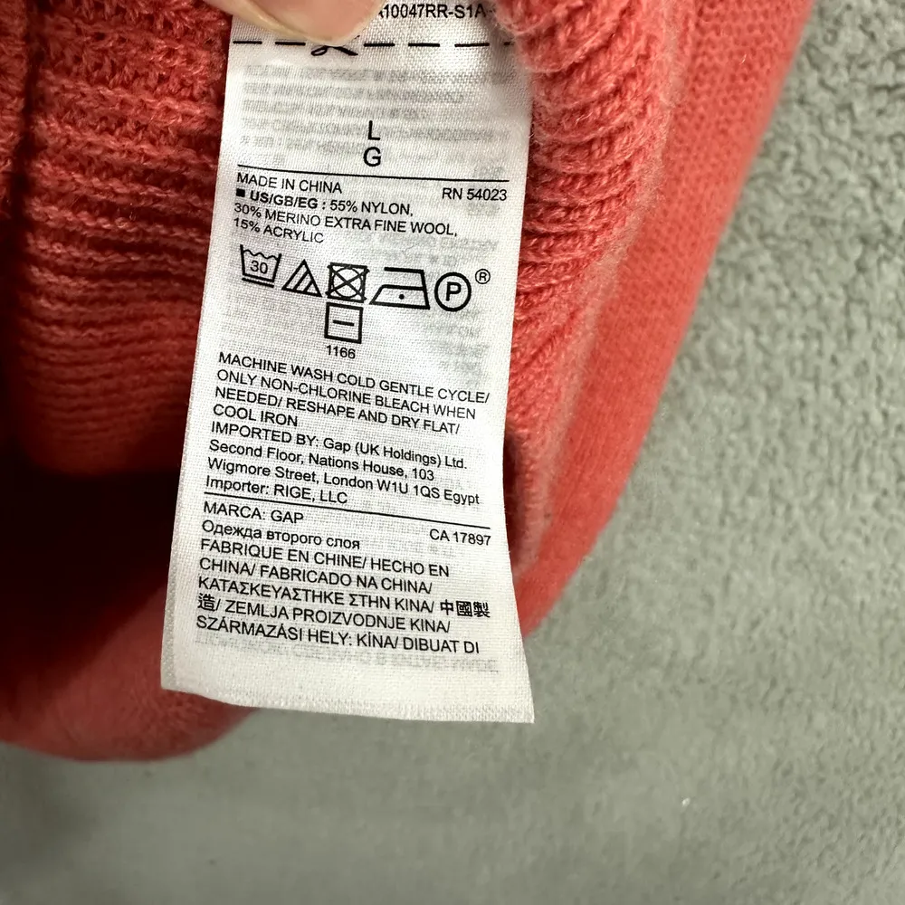 Gap Sweater Tunic Womens Large Pink Coral Knit‎ Slouchy Spring Preppy Fisherman - Image 6