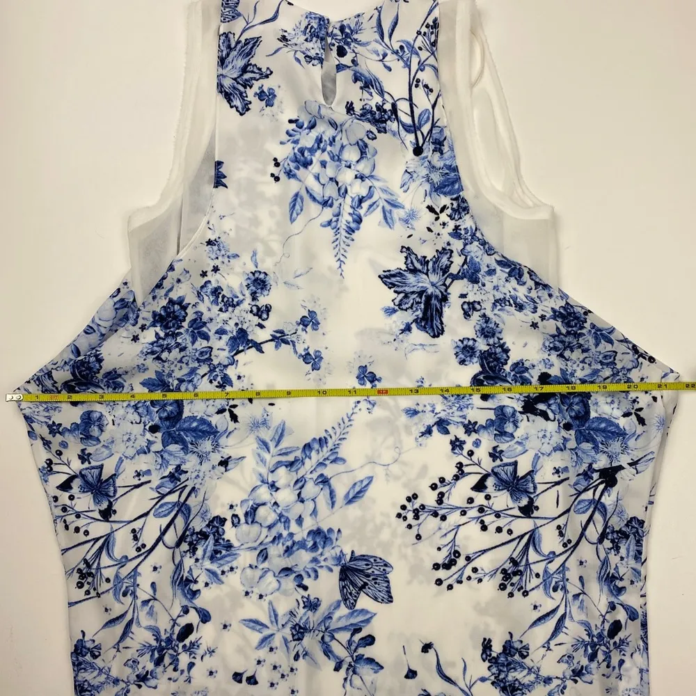 Zara Basic White Blue Floral Butterfly Dress Size XS - Image 6