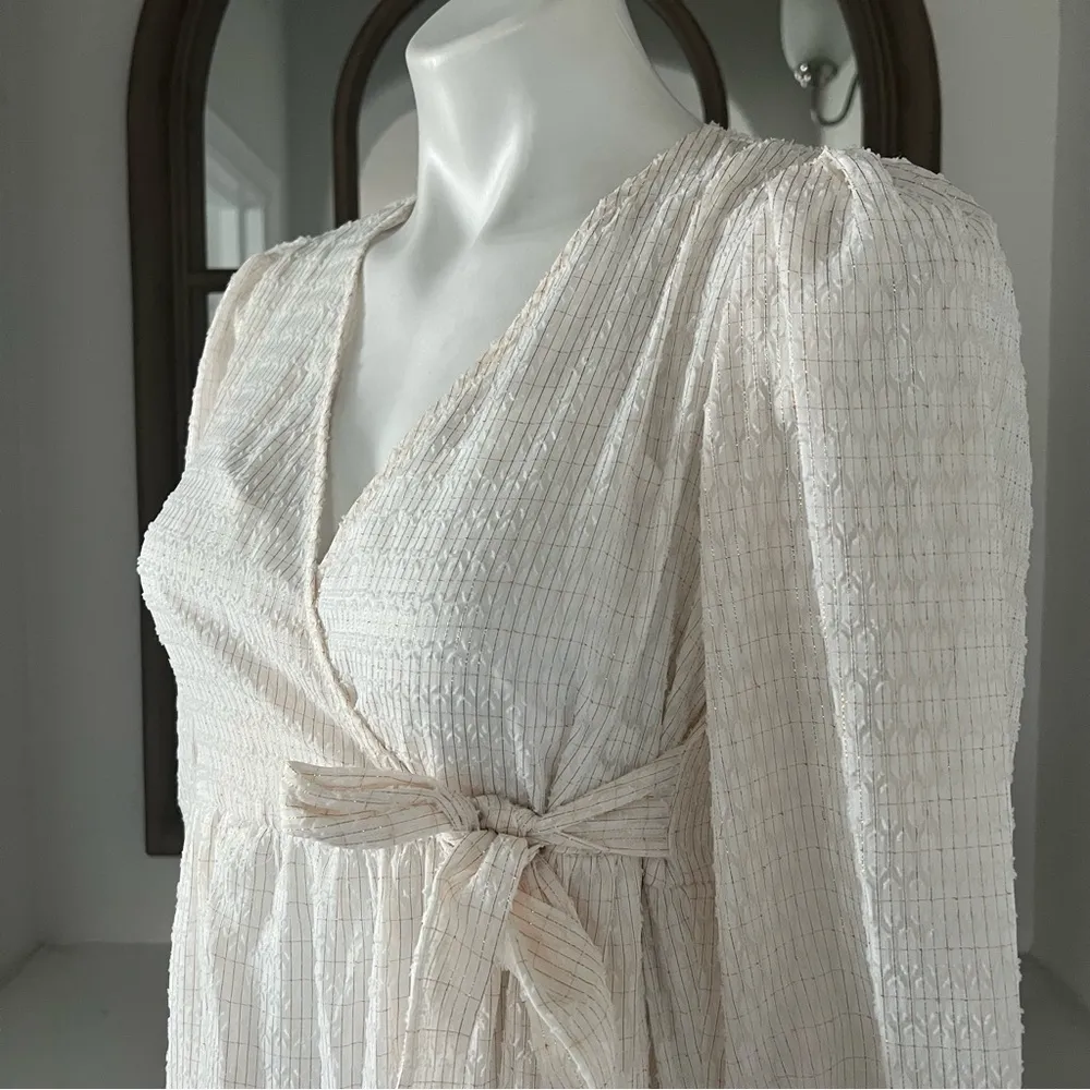 Calvin Klein Side-Tie Belt Pinstripe Tiered Dress, Petite Size 6 New w/Tag - Image 7