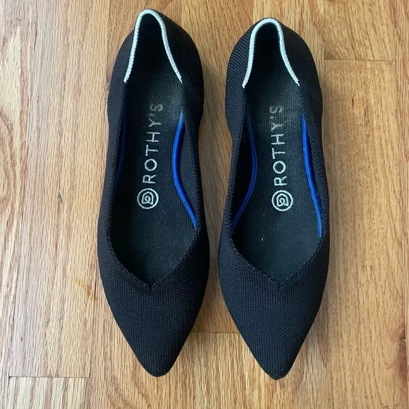 Rothy’s The Point Black with White Halo Pointed Toe Size 6.5 - Image 2