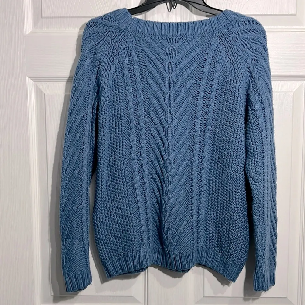 Joe Fresh Women's Cable Knit Pullover Long Sleeve - Size Medium - Blue - Image 2