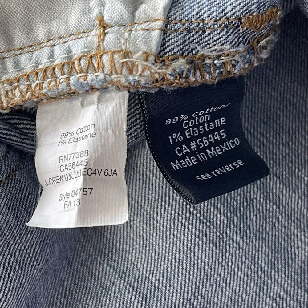 J Crew SZ 28 Toothpick Jeans Mid-Rise Zip-Fly Distressed Medium Wash Blue Womens - Image 10