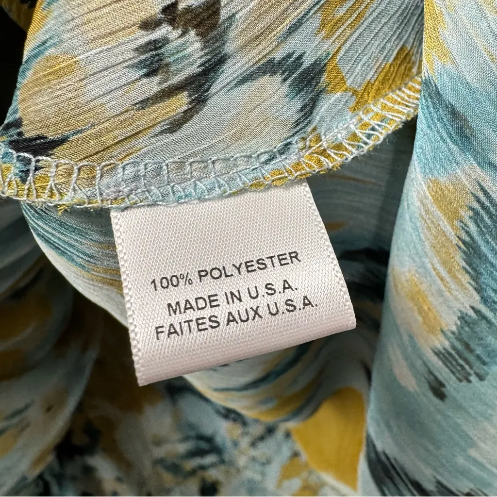 MISA Los Angeles Alessandra Sleeveless Ruffle Midi Dress Blue Yellow Medium - Image 7