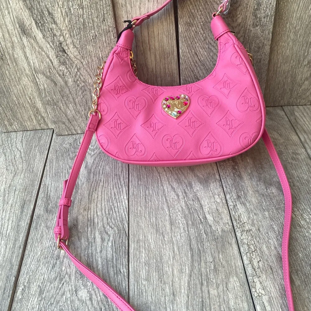 Pink Juicy Couture shoulder bag with heart charm #y2kfashion #glam - Image 4