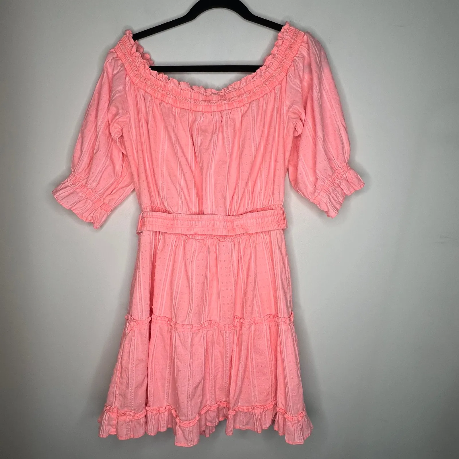 Lilly Pulitzer Papaya Punch Pink Off Shoulder Louisa Mini Dress Size XL - Image 3