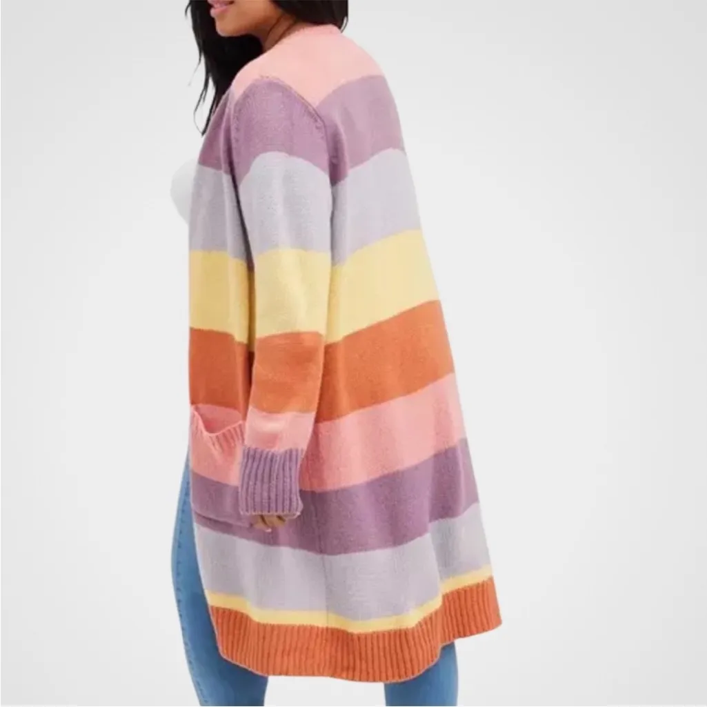 EUC Torrid Striped Open Front Long Line Cardigan Size 3X - Image 3