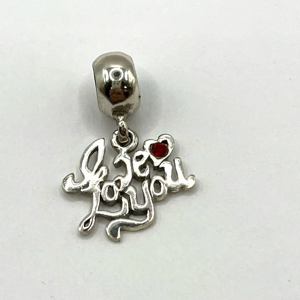 I love you charm 925 IBB THAI sterling silver heart with a red crystal Charm - Image 3