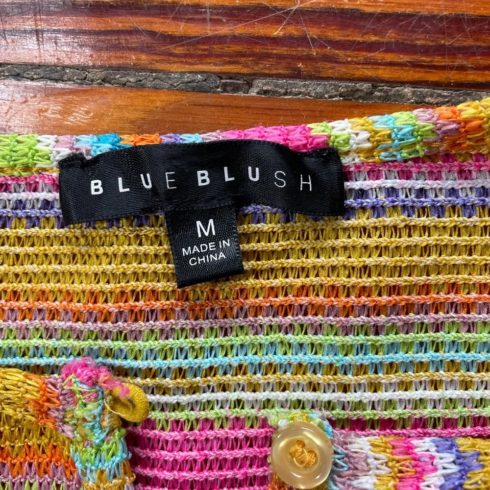 Blue Blush Rainbow Daze Knit Crop Cardigan - Size Medium - Image 11