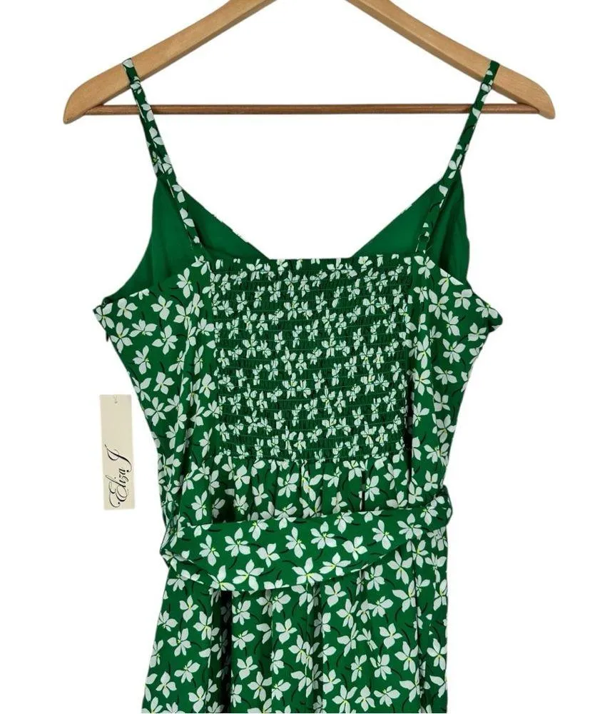 Eliza J Green Floral Print High Low Midi Dress size 14 Flowy Surplice Ruffle NWT - Image 7