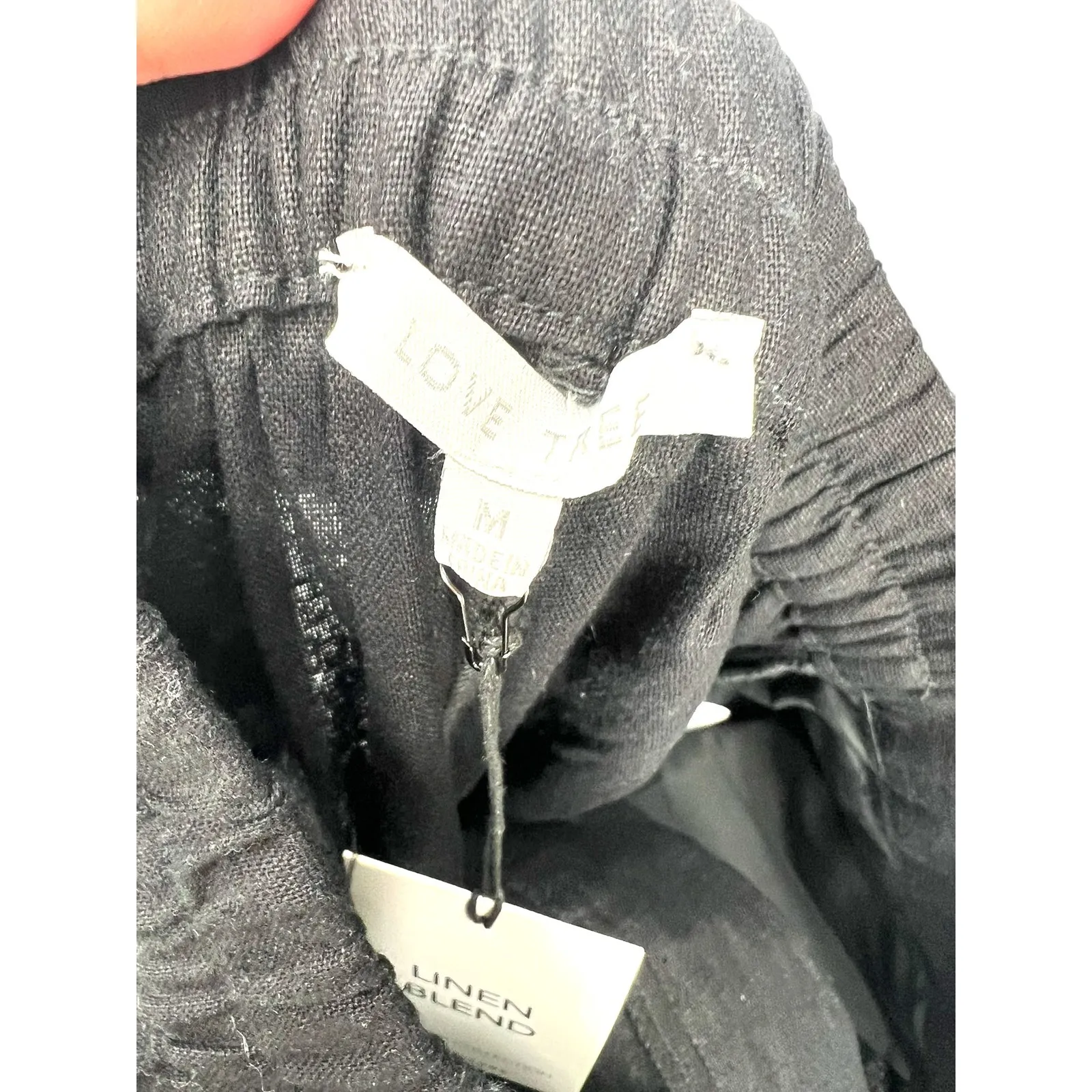 NWT Love Tree | M | Pants Trouser Linen Wide Leg Pleated Front 30" Inseam Black - Image 5