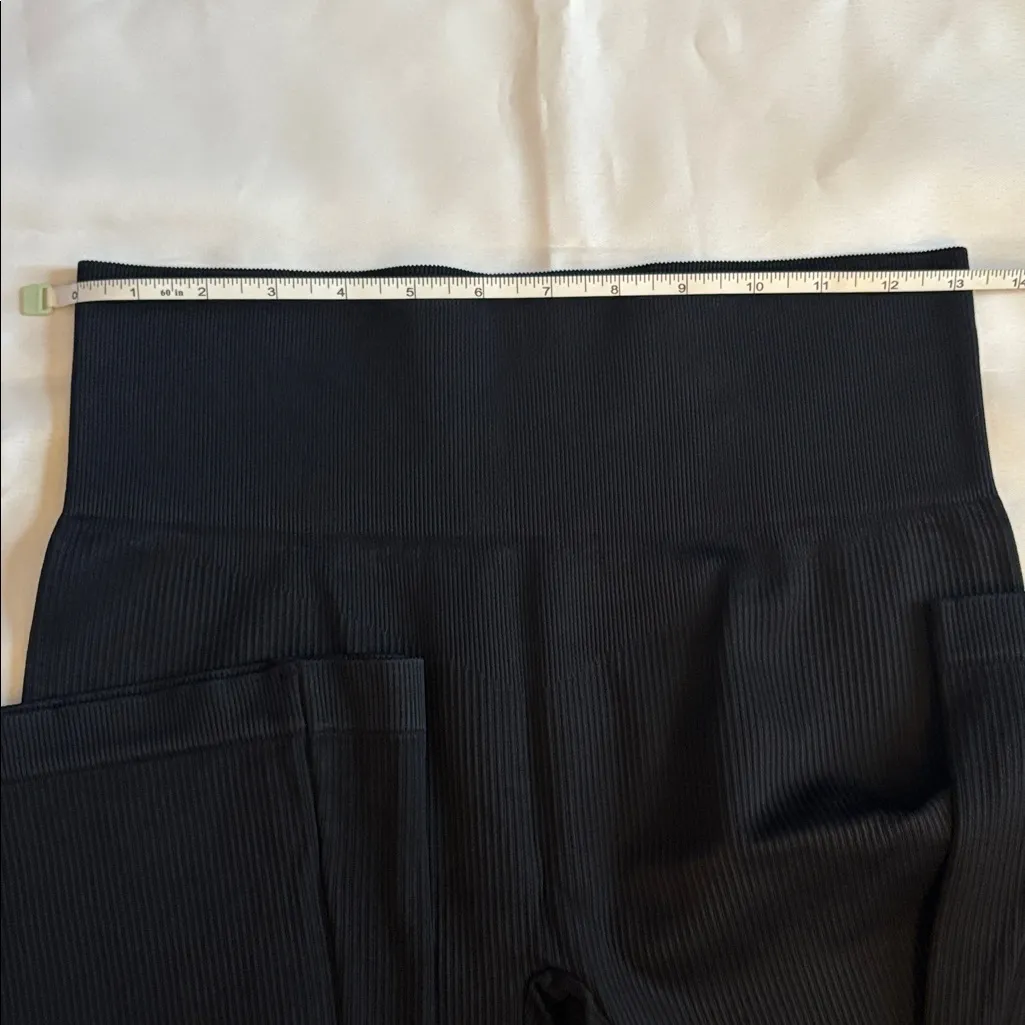 Yoga Ribbed Seamless High Waist Bell Bottom Flare Leggings Women Size XL NWOT Black - Image 5