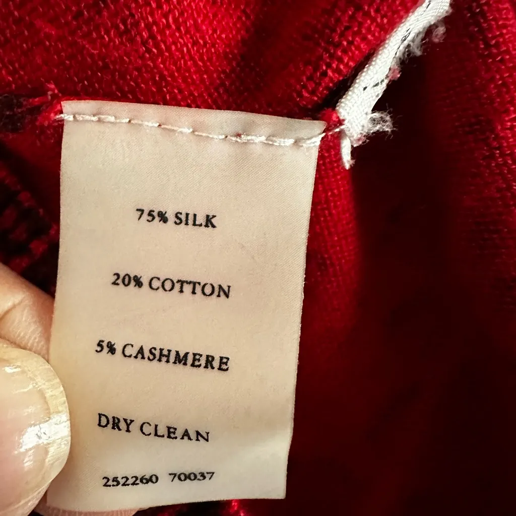 Ann Taylor Red Cheetah Animal Print Cardigan Sweater Silk Cashmere Medium Fall - Image 7