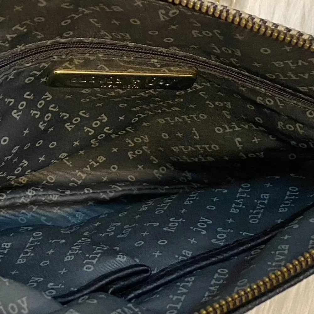 Olivia + Joy Clutch Bag Crossbody Purse Black/Ivory Tweed with Gold Chain Black - Image 9