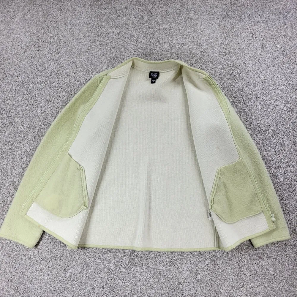 Vintage Eileen Fisher Womens Felted Lambswool Jacket PS Green Full Zip Cardigan - Image 5