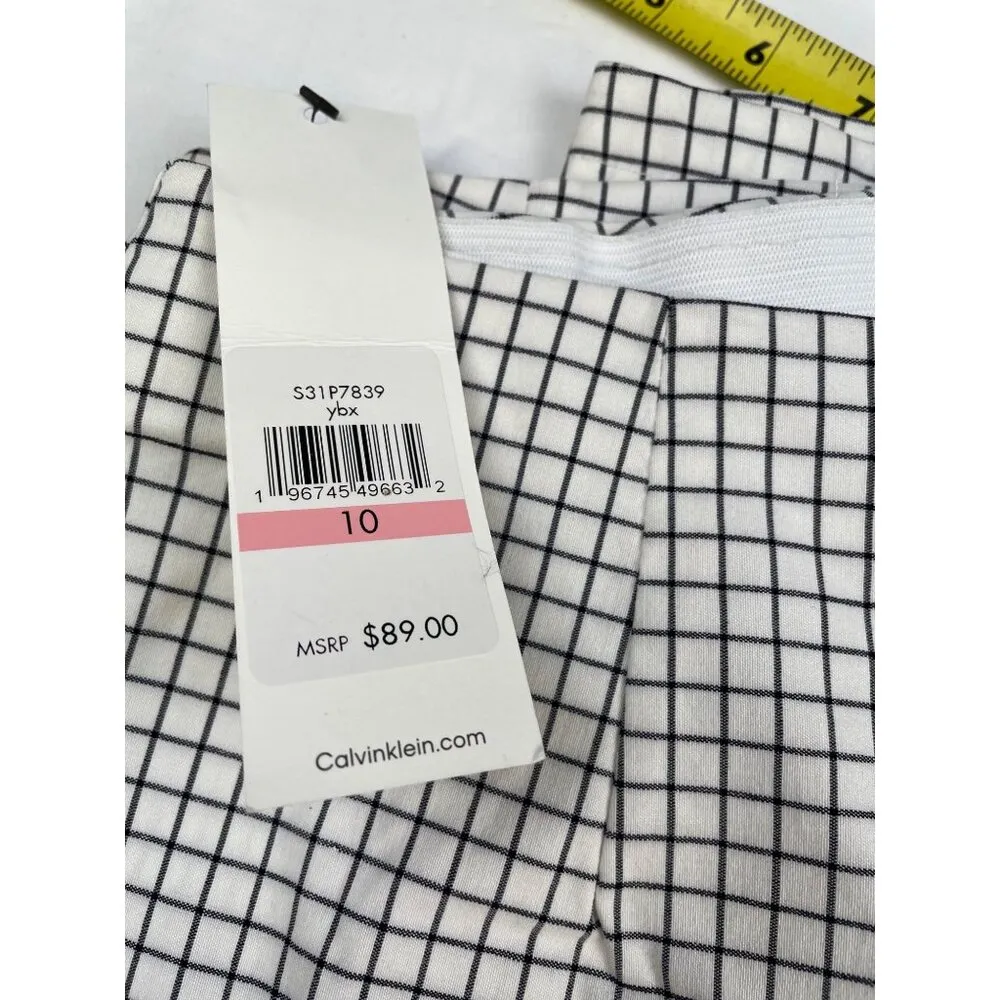 Calvin Klein Women's White & Black Checkered Stretch Pants Size 10 SKU 4684 - Image 8