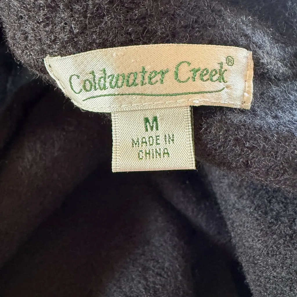 Coldwater Creek black sleeveless mock neck ruffle zip up wool sweater vest M - Image 7