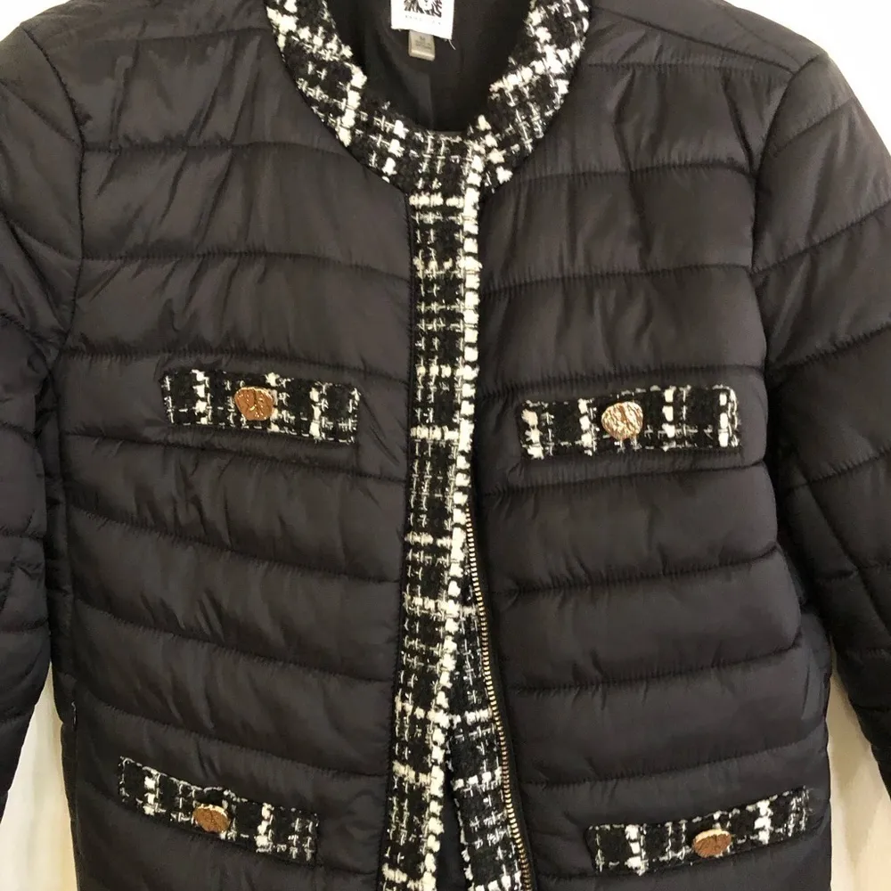 Anne Klein Womens Tweed Trim
Outerwear Quilted Coat - Image 5