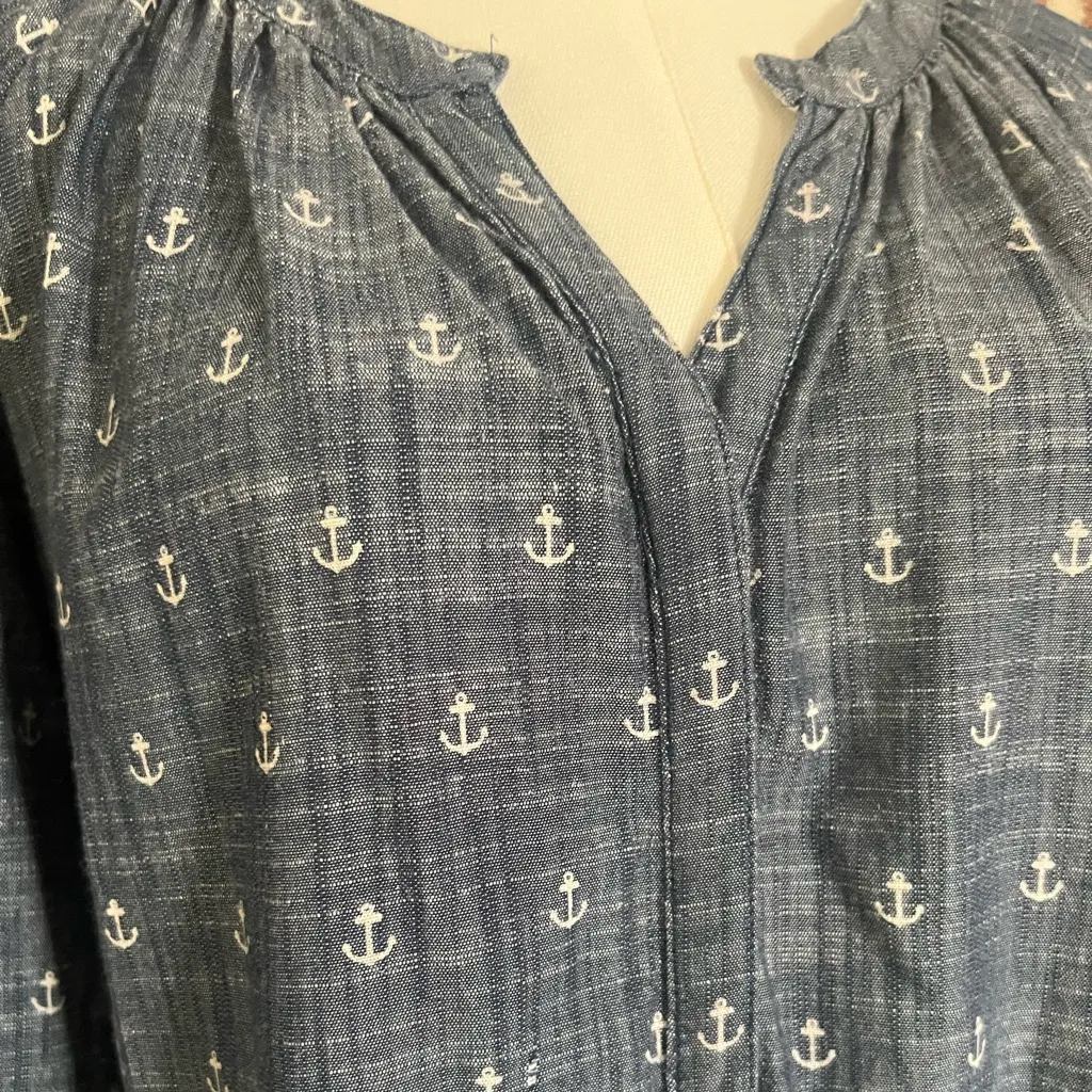 hatley denim Nautical Anchor Print shirtdress Blue Size M - Image 2