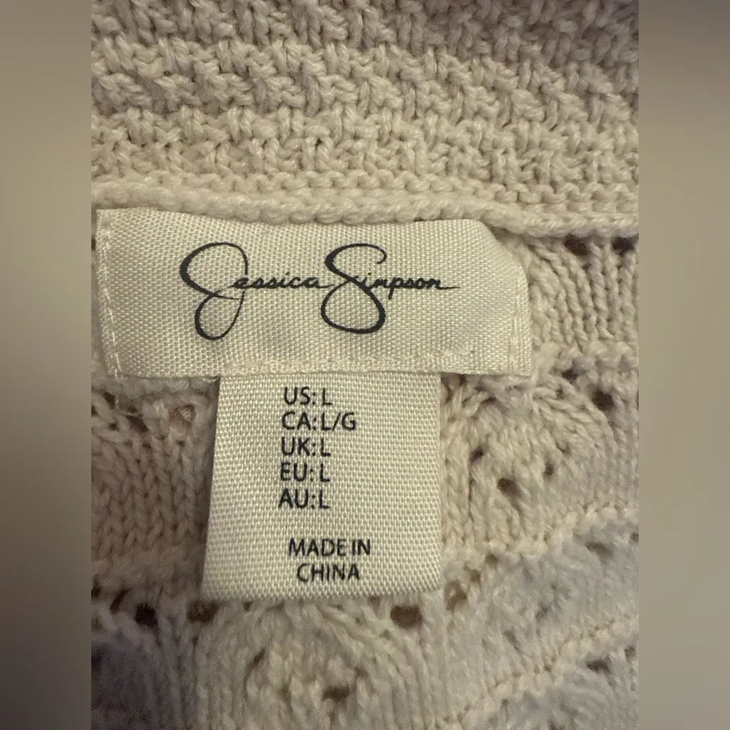 JESSICA SIMPSON Crop Cardigan Sweater Size Large Sage Knitted Casual Winter. - Image 8