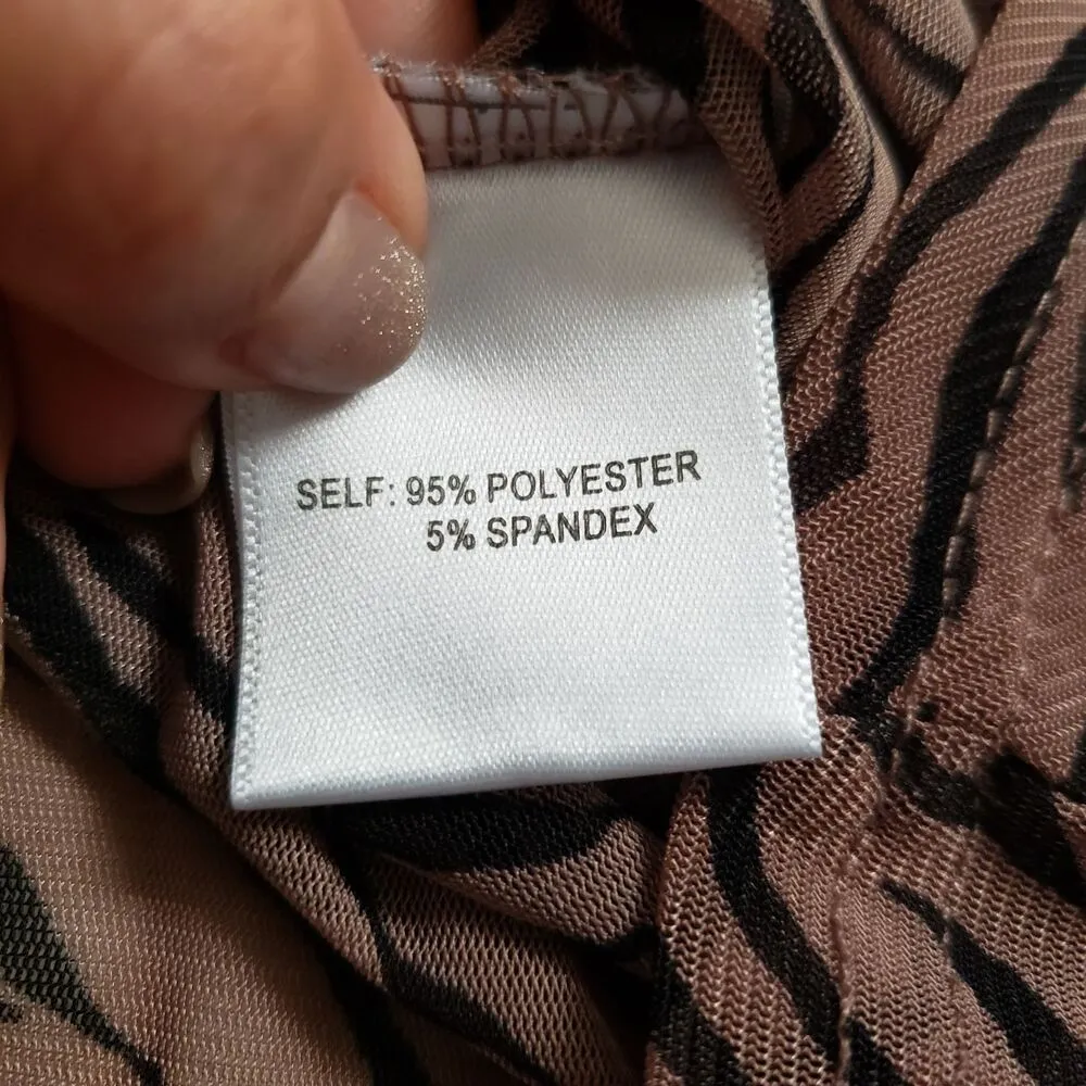 Jane & Delancey Blouse Womens Medium Animal Print Button Up Sheer Shirt - Image 9