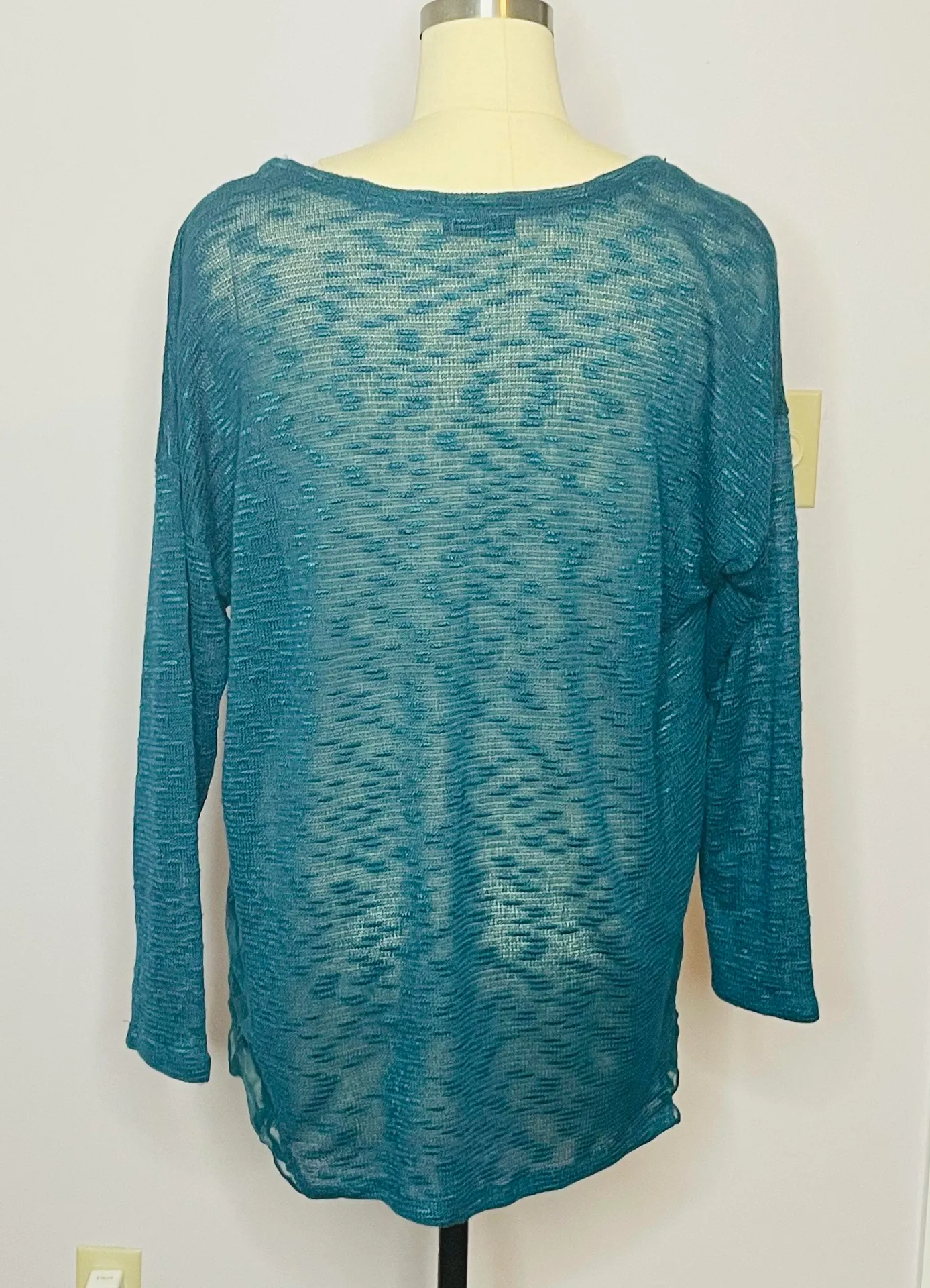 Teal Lace Scoop Neck Sweater - Image 4