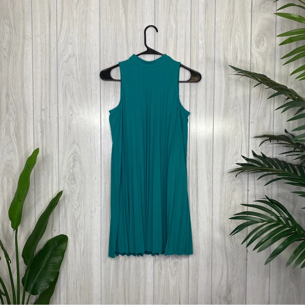 NEW Plenty by Tracy Reese Seaglass Pleated Swing Dress size XXS Petite NWT Blue - Image 3