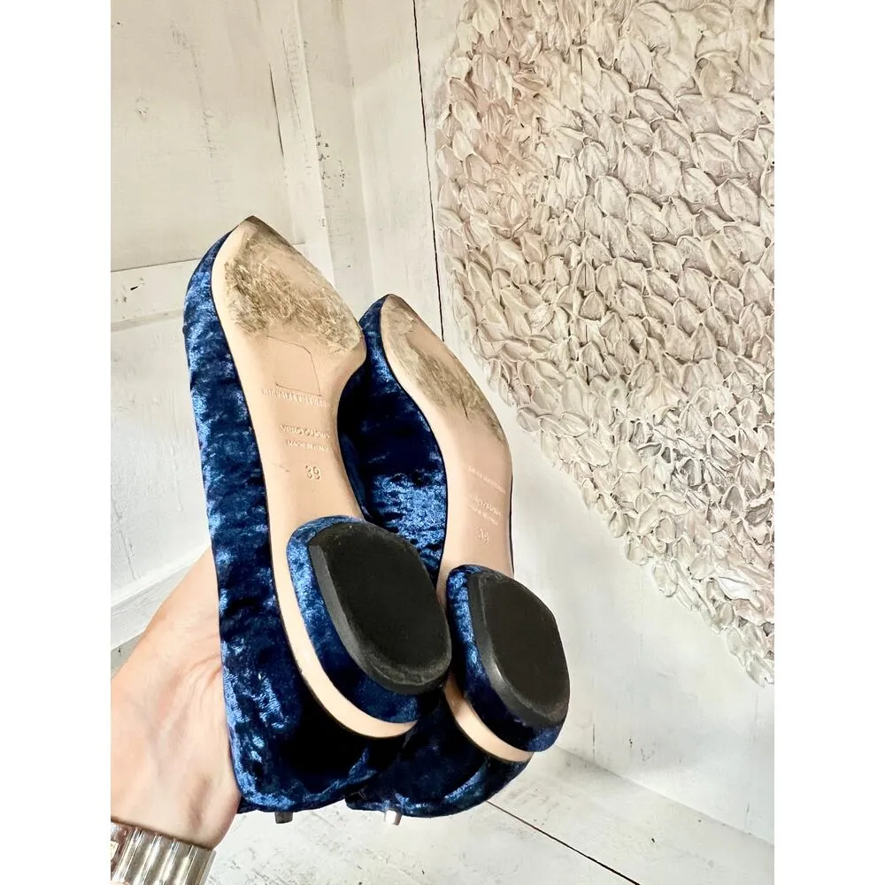 Nicholas Kirkwood Beya Velvet Slip On Pointed Toe Loafers Blue Women's 39 / 8.5 - Image 9