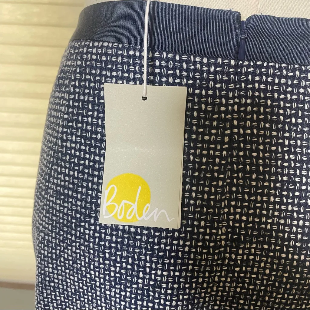 Boden NWT Navy Tweed Pencil Skirt 14R Classic Workwear Quiet‎ Luxury Black Size 14 - Image 4