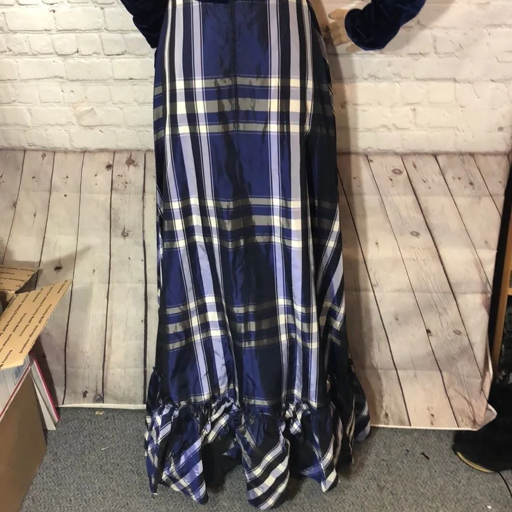 Neiman Marcus Vintage 1960s Velvet & Plaid Victorian Maxi Dress Small - Image 16