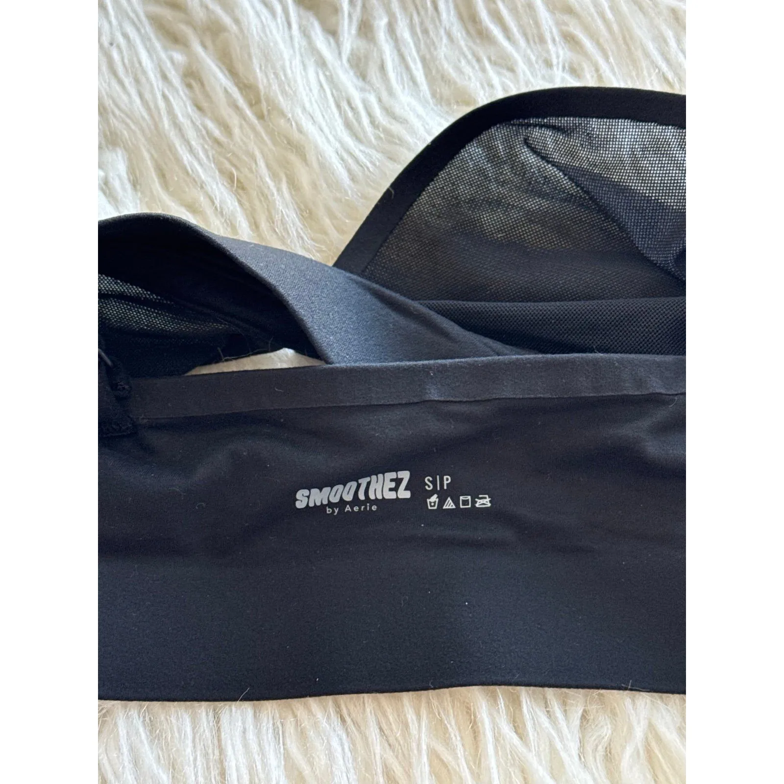 Aerie SMOOTHEZ Mesh Bralette True Black Size Small - Image 5