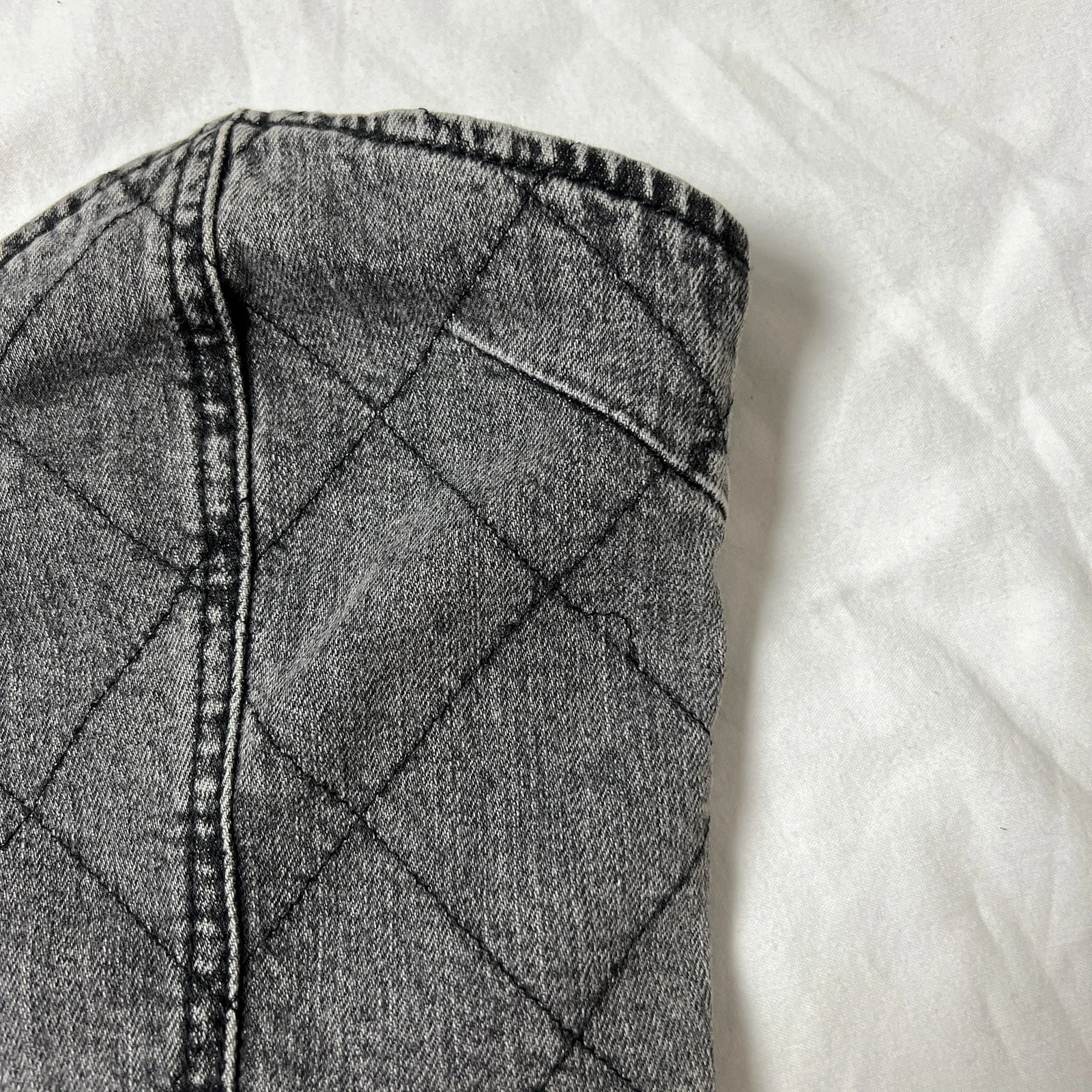 retrofete gray denim quilted embroidered sweetheart bustier crop top - Image 8