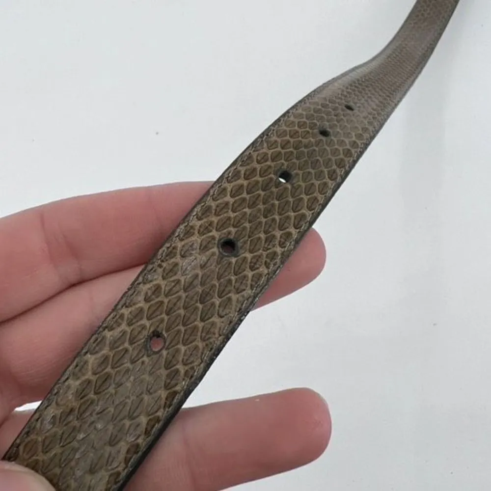 Vintage Women’s solid brass Buckle Genuine Snakeskin Belt Brown Black Size 32 la - Image 9