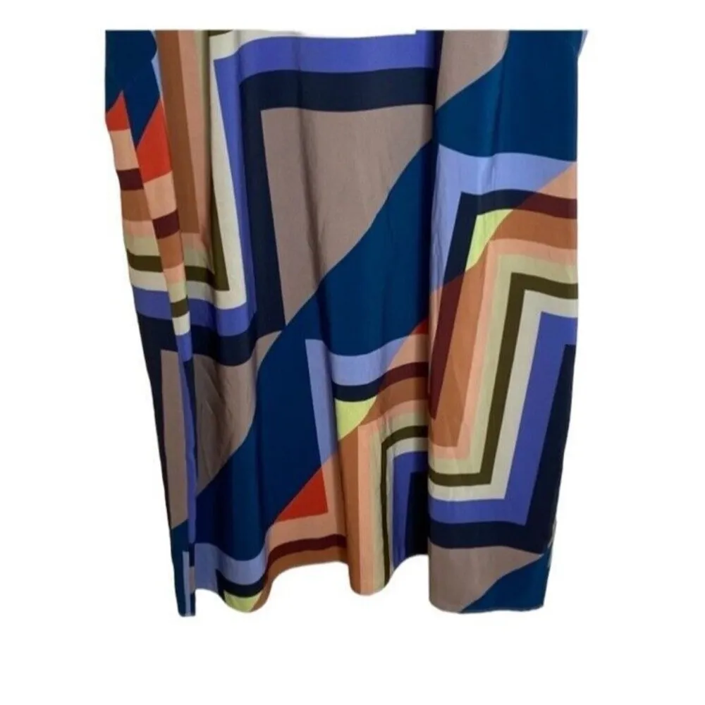 Eloquii A Line Colorful Geometric Allover Print Short Sleeve Long Dress Sz 22 - Image 3