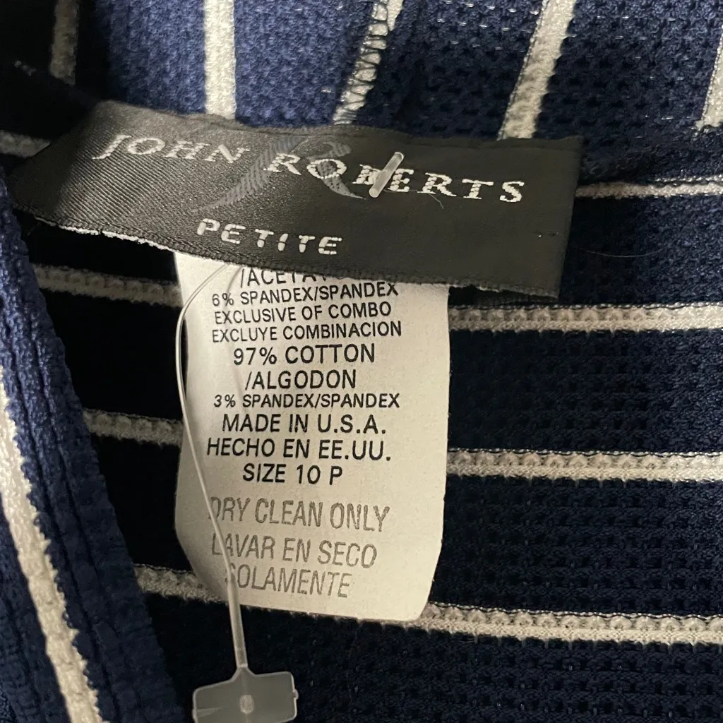 NWT John Roberts Sailor Striped Short Sleeve Hooded Belted Jumpsuit Vintage Blue Size 10P - Image 4