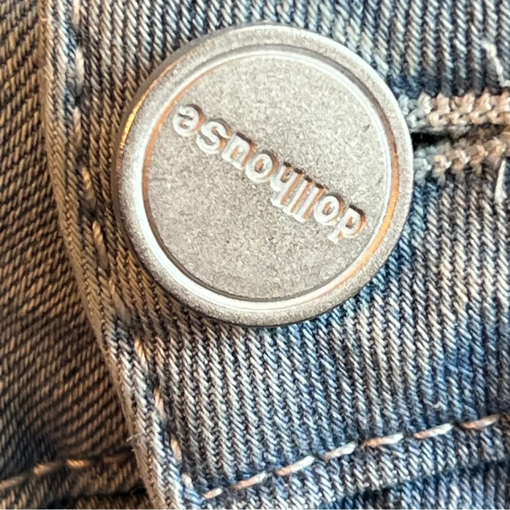 Dollhouse Size 24W Distressed With Holes Rolled Cuff Hem Light Wash Deni… - Image 5