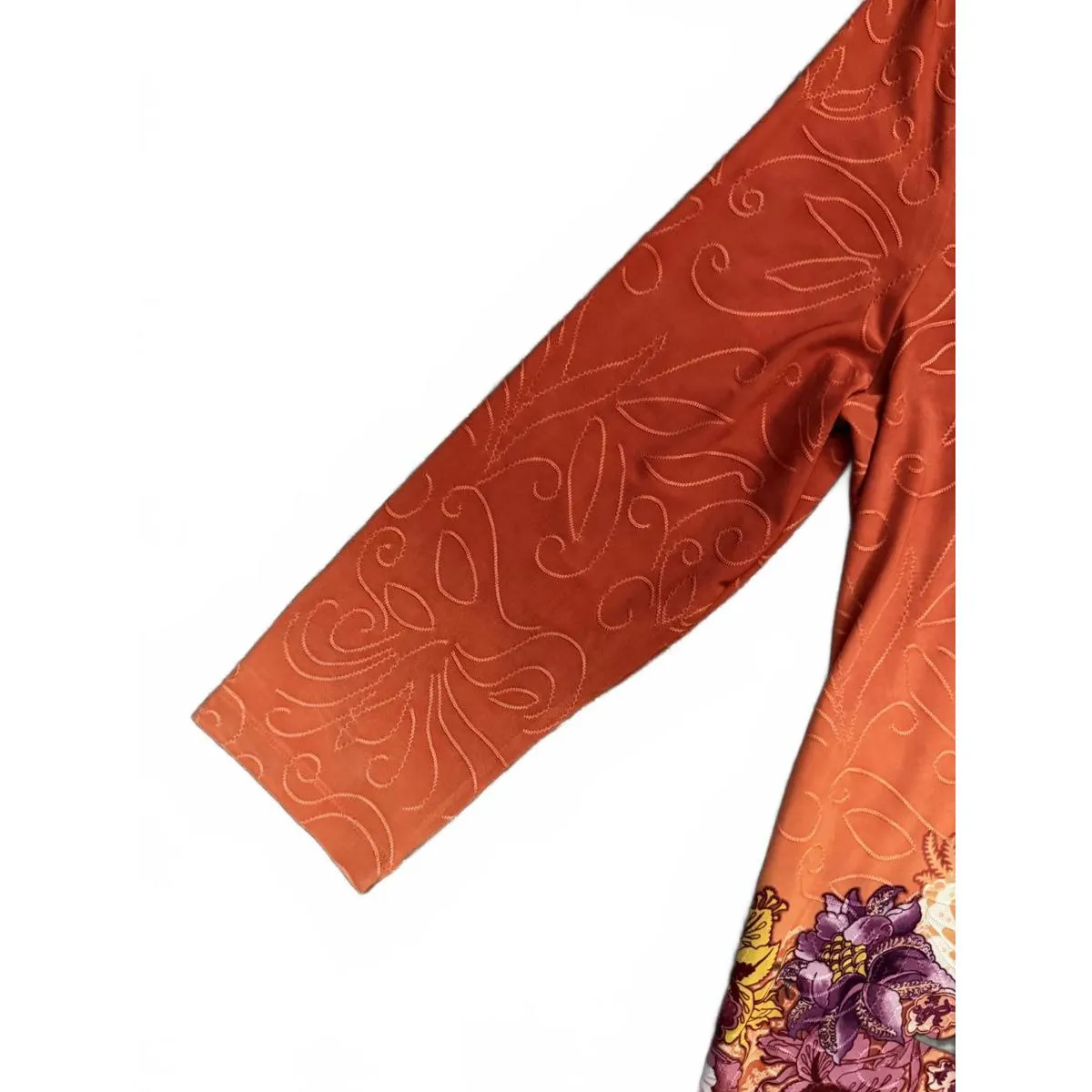 New JM Collection Women's Jacquard Knit Blouse Medium Floral Ombre Colorful - Image 7