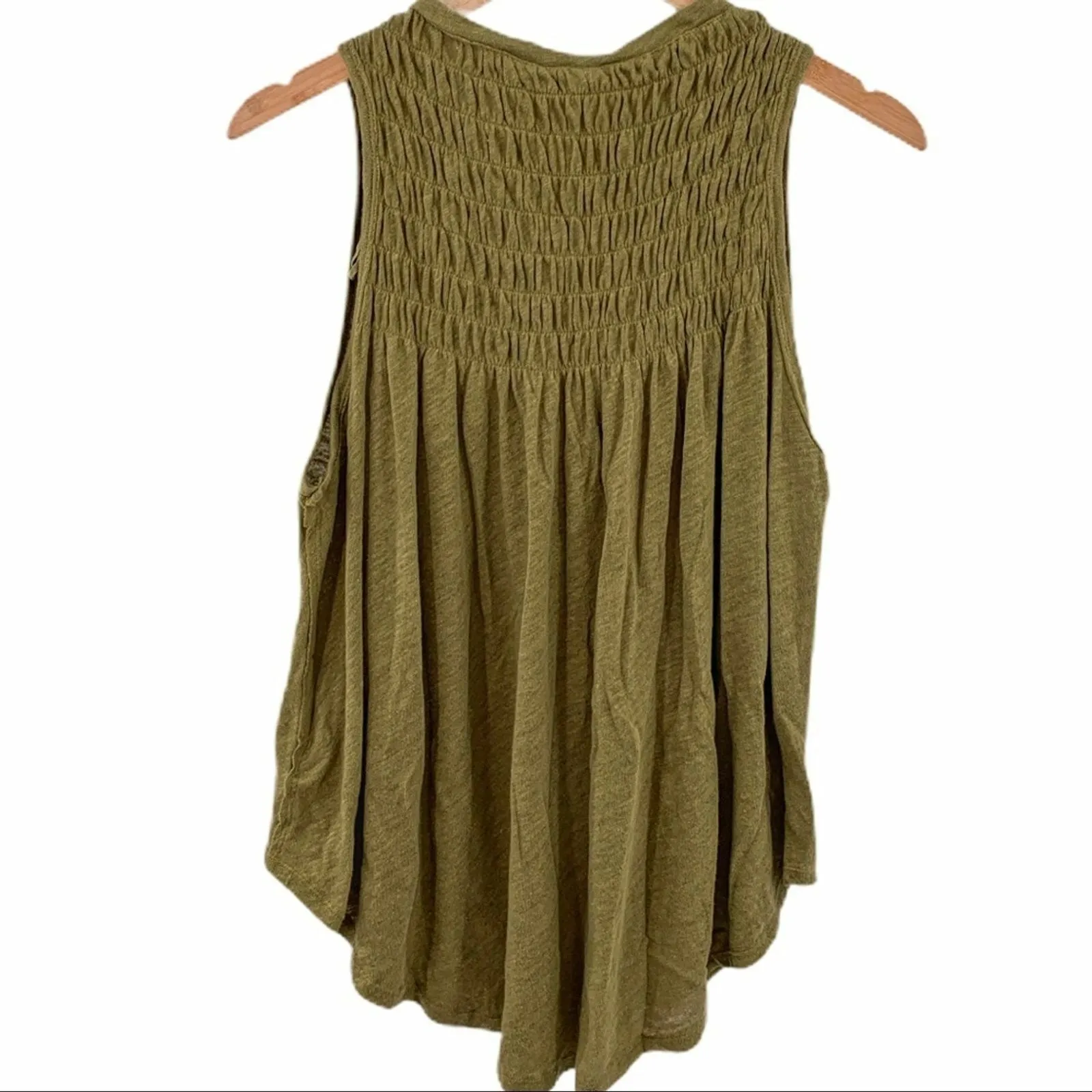 Free People green‎ linen blend swingy tank XS New - Image 4