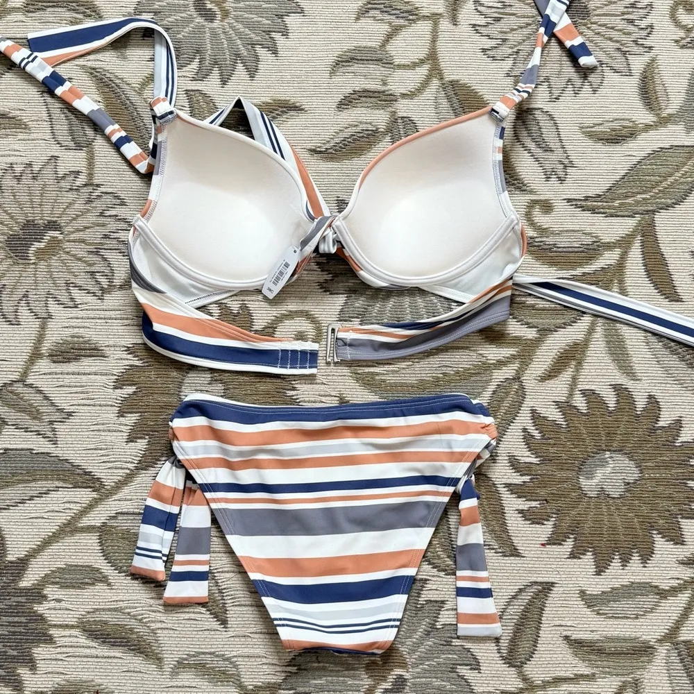 Adore Me Bikini Swimsuit 2pc Rimini Push Up Stripes 38C M Medium New - Image 4