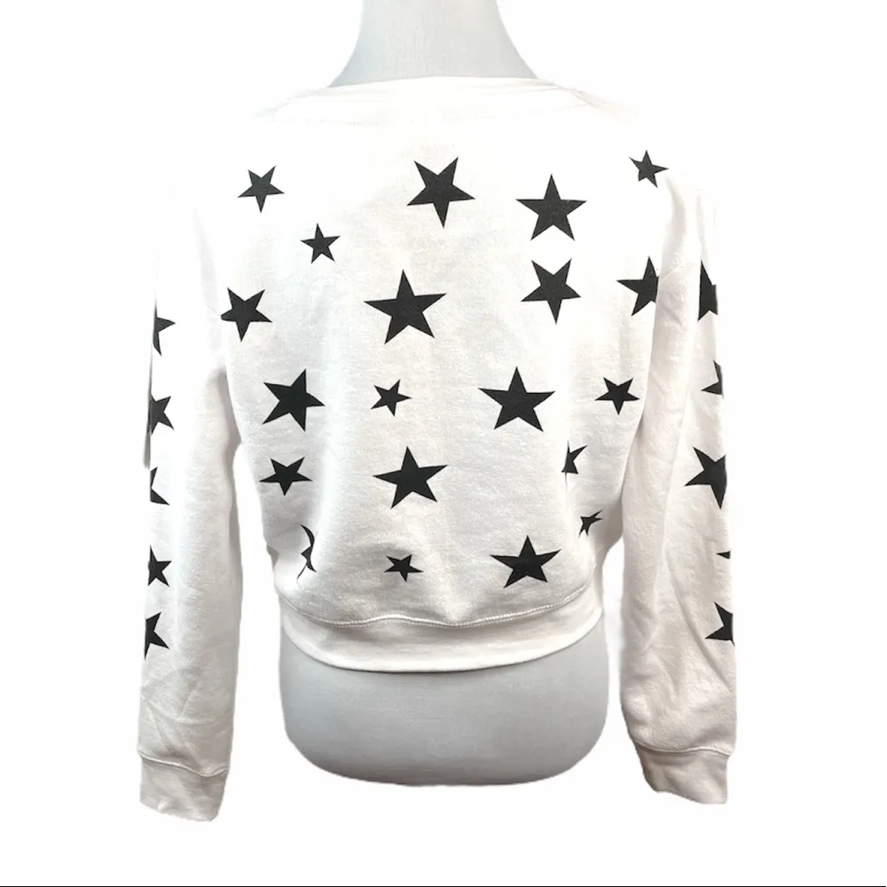 Exist Star Cropped Sweatshirt, White, Black - Image 2