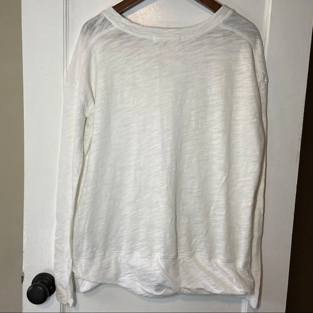 Peruvian Connection Burnout Long Sleeve Top Textured Scoop Neck White XSmall - Image 4