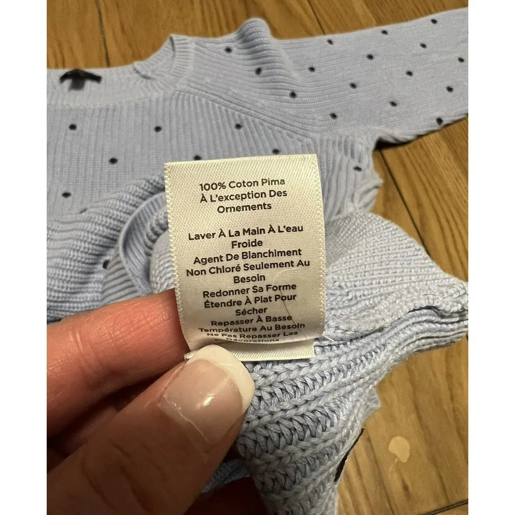 Talbots Sweater Size Plus Petite Blue 3D Textured Pullover Xp Polka Dots Casual‎ - Image 6